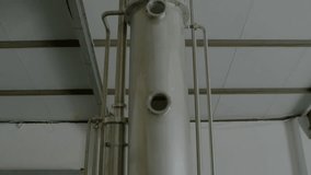 Globe icon appearing before processing column starting lines linking nodes integrating data. Industrial, technology, connectivity, digital, data, automation, future - Powered by Shutterstock - Get 15% off with code: PIKWIZARD15