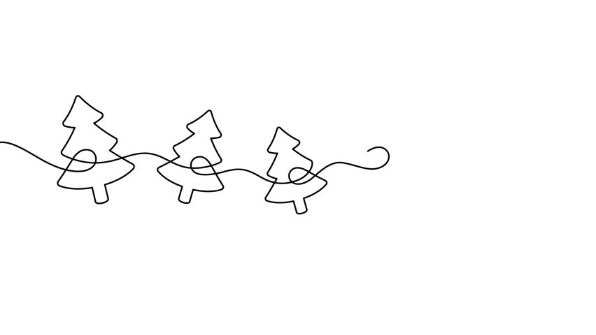 christmas tree hanging decorative one line drawing continuous icon symbol design element minimalist art thin line illustration 4k animation motion graphic