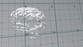 3D grid interface starting and turning holographic brain while streaming binary data for analysis. Futuristic, digital, abstract, neuroscience, technology, immersive, data visualization - Powered by Shutterstock - Get 15% off with code: PIKWIZARD15