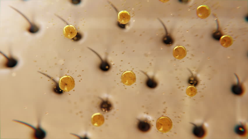 3D animation showing hair serum drop absorbing into hair roots, perfect for scalp treatment, haircare visuals, or cosmetic ads.