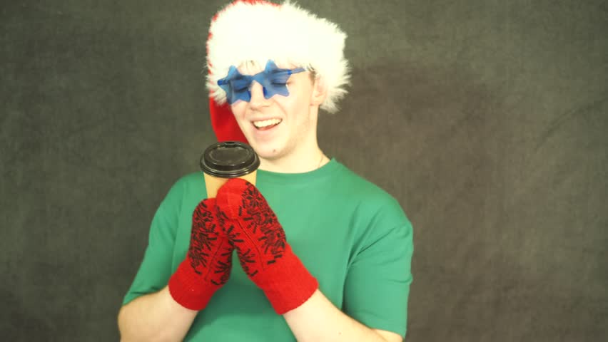 An attractive man celebrates Christmas.