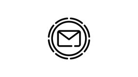 Black email envelope icon inside a dotted circle, great for digital communication concepts, technology websites, apps, and business presentations. - Powered by Shutterstock - Get 15% off with code: PIKWIZARD15