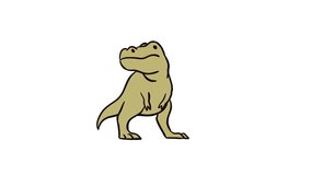 Animated cartoon of a roaring Tyrannosaurus rex on white background. Fun educational video for kids, science, and prehistoric learning materials about dinosaurs and Jurassic wildlife - Powered by Shutterstock - Get 15% off with code: PIKWIZARD15