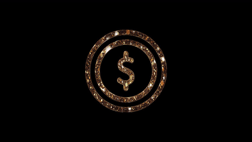 Golden coin with a dollar symbol and sparkling shine. Transparent alpha background. Ideal for crypto videos, finance content, NFT promos, investment themes, and luxury money visuals.