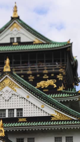 Osaka Castle, Osaka city, Japan, summer landscape vibrant view with a blue sky, Osakajo castle building, Kansai region, Osaka prefecture, travel to Japan