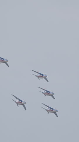 Aerobatics team of the French Air Force during an airshow demonstration