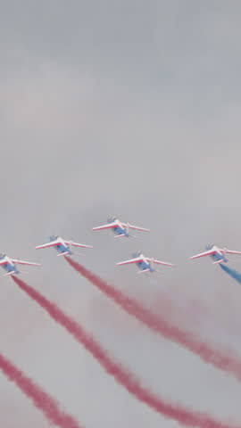 Aerobatics team of the French Air Force during an airshow demonstration