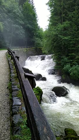 White Water Cascades in the Alpine Forest Gorge of Schladming