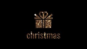 Golden Christmas gift icon animation with sparkling shine and elegant text. Seamless loop and alpha transparent background, perfect for luxury holiday intros, festive branding, and seasonal overlays. - Powered by Shutterstock - Get 15% off with code: PIKWIZARD15