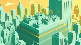 Sustainable urban oasis featuring wind turbines, vertical gardens, and lush greenery thriving among modern skyscrapers — symbolizing eco-friendly city living. - Powered by Shutterstock - Get 15% off with code: PIKWIZARD15