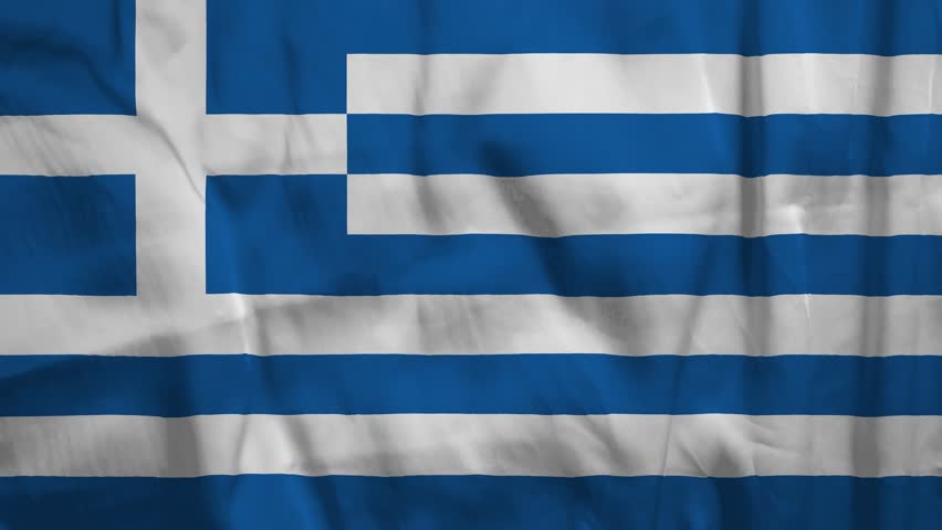 Authentic Greek national flag featuring iconic blue and white horizontal stripes with traditional cross emblem. Perfect for editorial content, travel promotions, cultural projects