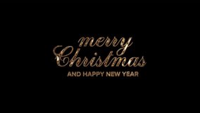 Golden “Merry Christmas and Happy New Year” text animation with elegant shine. Seamless loop and alpha transparent background for luxury holiday videos and festive overlays. - Powered by Shutterstock - Get 15% off with code: PIKWIZARD15