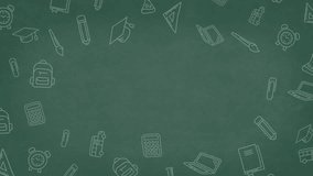 back to school pattern animation with white school supplies icons on chalk board. - Powered by Shutterstock - Get 15% off with code: PIKWIZARD15