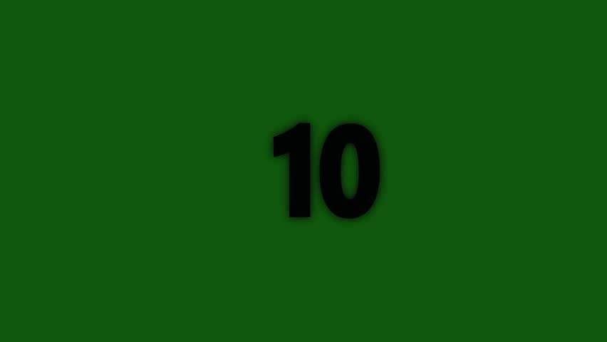 10 seconds number countdown green screen use it as a timer. The coundown start from 10 seconds and counts down to 0 seconds. Ten seconds countdown on 3d circle shape, 4k video.