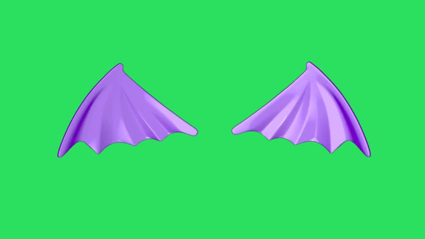 Animation purple wing on green background.