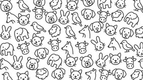 A dynamic collection of line art icons illustrating a variety of animals including rabbits, cats, dogs, birds, and elephants for creative projects and stock media - Powered by Shutterstock - Get 15% off with code: PIKWIZARD15