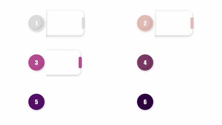 animated video of business infographics rectangle shape with multi color label  4, 5, and 6 steps for workflow, presentation, 4k animation