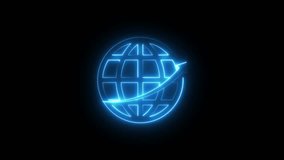 Neon globe with upward arrow animation on black background, global business growth, international progress, economic development, worldwide technology and digital success concept - Powered by Shutterstock - Get 15% off with code: PIKWIZARD15