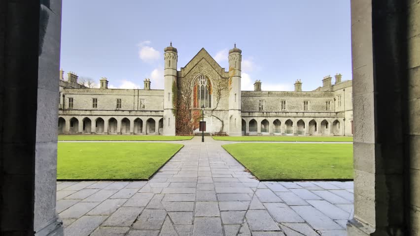The University of Galway, quadrangle in Ireland, amazing architecture and landmark, medieval building	
