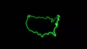 Neon Outline Map of USA with Text animation 4k resolution motion Background. glowing United state America map icon, USA Map Borders looping isolated on black screen.
 - Powered by Shutterstock - Get 15% off with code: PIKWIZARD15