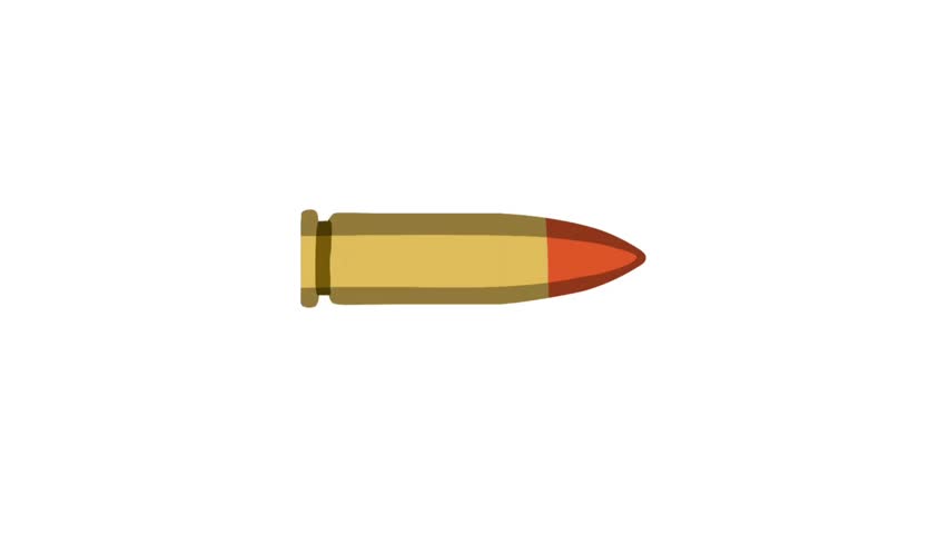 Animated golden bullet spinning smoothly in flat style. Perfect for military, ammunition, and defense themed motion graphics or infographic projects.