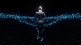 Motion Capture Performer Walking in Digital Landscape with Glowing Data Lines with seamless loop - Powered by Shutterstock - Get 15% off with code: PIKWIZARD15