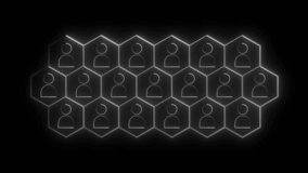 White Hexagonal Network of Human Icons on Black Background connection people - Powered by Shutterstock - Get 15% off with code: PIKWIZARD15