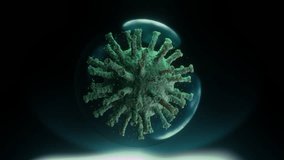 Microscopic 3D Render of Virus Cell, Coronavirus COVID-19 enclosed in a protective bubble, representing scientific research, disease, and medical breakthroughs. - Powered by Shutterstock - Get 15% off with code: PIKWIZARD15