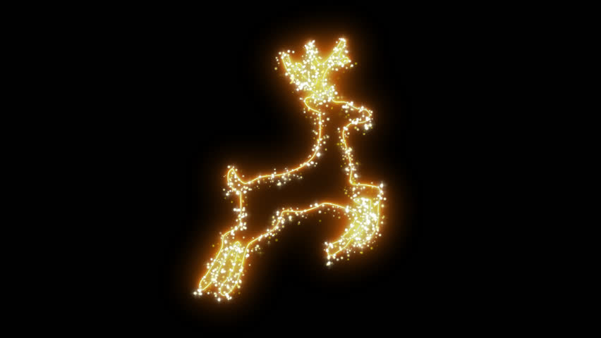 Reindeer Glowing Golden Made of Sparkling Lights for Christmas