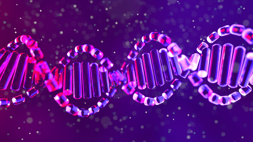 Disintegrating DNA Helix in Cosmic Purple Glow. DNA strand processing with binary coding, scientific data animation in progress. DNA sequencing, looped seamless video. - Powered by Shutterstock - Get 15% off with code: PIKWIZARD15