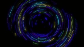 Vibrant Neon Rings Loop Dynamic Colorful Dashes Rotating On Black Background, Futuristic Tech Data Abstract Animation, Dynamic Glowing Concentric Circles Technology Loop Abstract Futuristic Neon Data - Powered by Shutterstock - Get 15% off with code: PIKWIZARD15