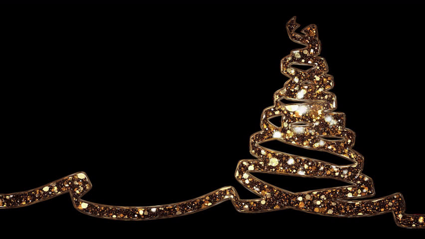Elegant golden ribbon Christmas tree animation with glowing sparkles. Seamless loop with transparent alpha background, perfect for luxury holiday intros, festive titles, and premium seasonal designs. - Powered by Shutterstock - Get 15% off with code: PIKWIZARD15
