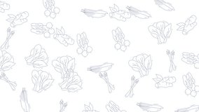 A clean, minimalist animation featuring outlines of various vegetables, perfect for food-related content or educational materials. Simple and visually appealing. - Powered by Shutterstock - Get 15% off with code: PIKWIZARD15