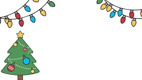 Christmas string lights with Christmas tree on a white screen background animation footage, colorful lamps, light show for new year theme. - Powered by Shutterstock - Get 15% off with code: PIKWIZARD15