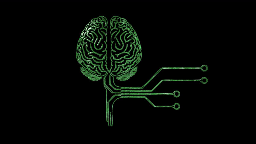 Glowing neon brain with circuit connections symbolizing AI and digital intelligence. Seamless loop with alpha channel for futuristic tech, neural network, and innovation projects. - Powered by Shutterstock - Get 15% off with code: PIKWIZARD15