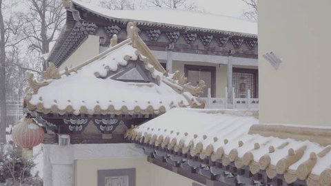 Snowy Roof Details Traditional Chinese Temple D Log