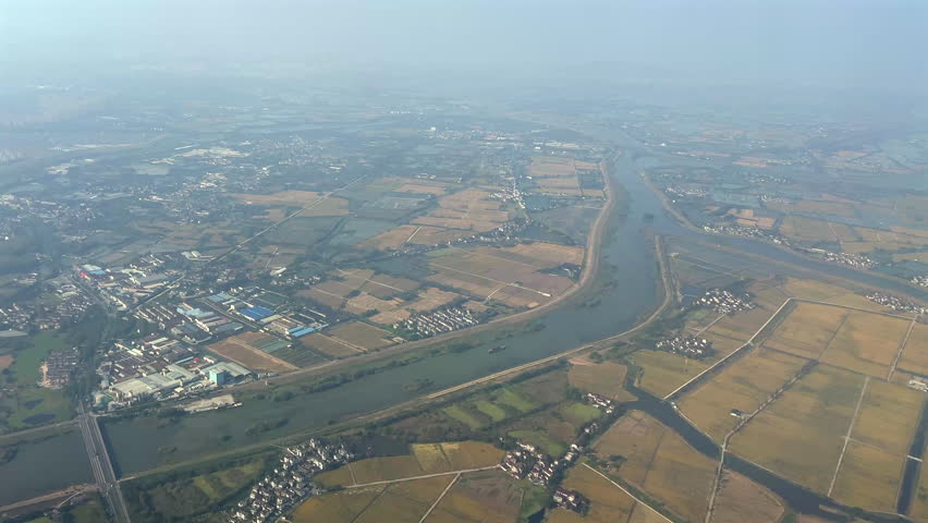Flying over Nanjing city in China