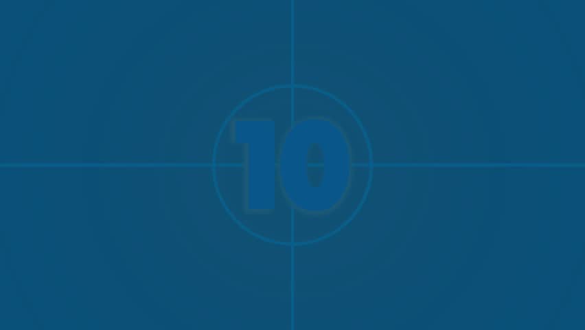 10 seconds old film countdown with flicker, grain, and scratches effect. Vintage cinematic reel style in 4K,