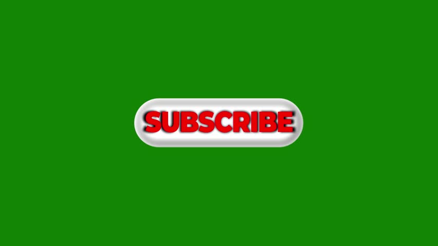Animated Subscribe Button with Bell Notification on Green Screen | Social Media CTA.4k Clean Youtube Subscribe Button Animation Video - Transparent background or alpha channel.