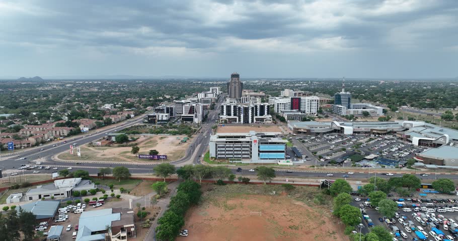 Gaborone Central Business District (CBD) aerial view in Botswana, Africa