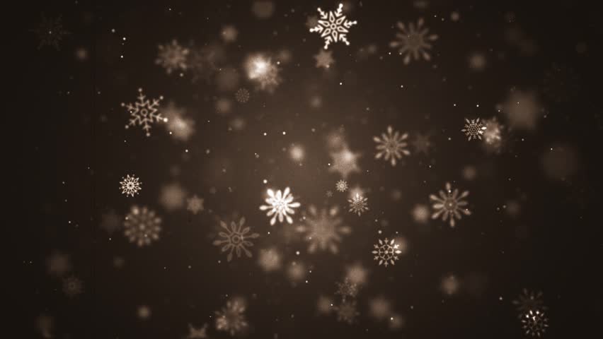 Vintage Christmas background with ornate snowflakes and swirling snow. This retro sepia toned Christmas motion background animation is full HD and a seamless loop.