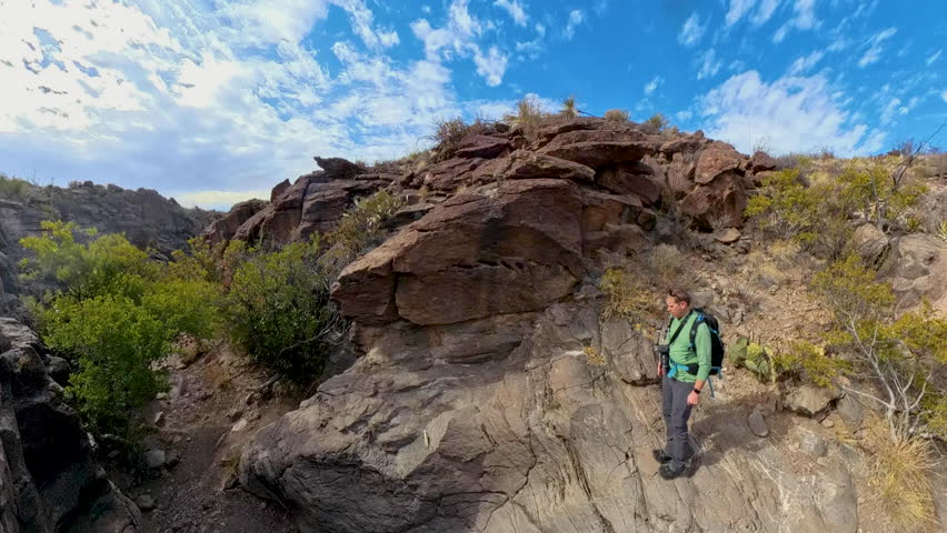 Man Hikes Down Dry Rock Fall in Big Bend National Park