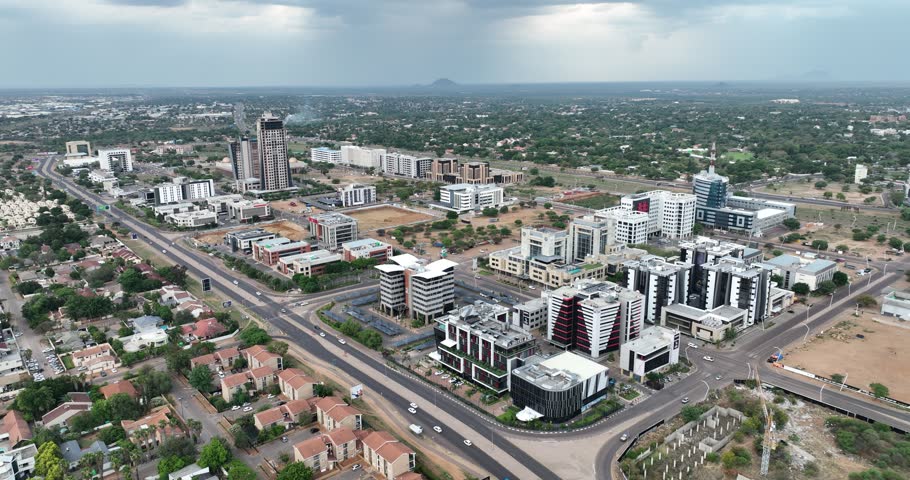 Gaborone Central Business District (CBD) aerial view in Botswana, Africa