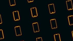 Retro neon cartoon design of intertwined yellow smartphones on a black background - Powered by Shutterstock - Get 15% off with code: PIKWIZARD15
