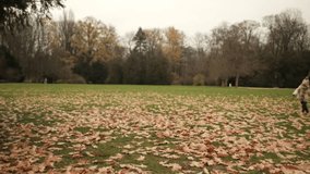 Bright scene in autumn park: mother walks with child, laughter in cool air. Autumn light, autumn leaves, cozy layers, easy weekend rhythm, simple bonding, playful family routine outdoors - Powered by Shutterstock - Get 15% off with code: PIKWIZARD15