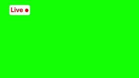Red "Live" text on a white rounded rectangle overlay against a vibrant green screen background, perfect for broadcast notifications. - Powered by Shutterstock - Get 15% off with code: PIKWIZARD15