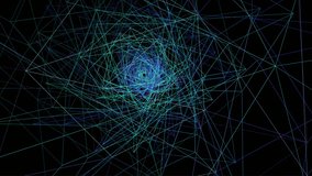 Abstract futuristic wireframe tunnel rotating with blue and green lines in a seamless loop - Powered by Shutterstock - Get 15% off with code: PIKWIZARD15