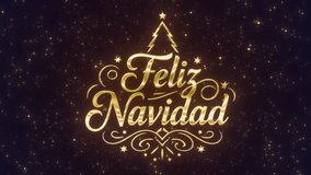 Inscripción brillante y elegante de Feliz Navidad con árbol de Navidad dorado y estrellas festivas que brillan sobre un lujoso fondo reluciente ideal para saludos y presentaciones de eventos - Powered by Shutterstock - Get 15% off with code: PIKWIZARD15