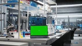 Close up of green screen laptop and computer program displaying DNA data in laboratory. Mockup device and bioinformatics genomics software on PC in modern lab, advancing scientific knowledge - Powered by Shutterstock - Get 15% off with code: PIKWIZARD15