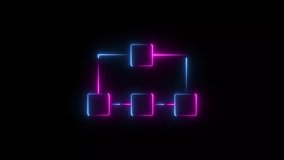 Glowing blue and pink neon hierarchical structure animation. Data organization. Business process. Technology concept. 4K Video background loop. - Powered by Shutterstock - Get 15% off with code: PIKWIZARD15
